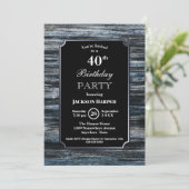 Invitation Bleu Barne Bois Bordure Noir 40e anniversaire (Debout devant)