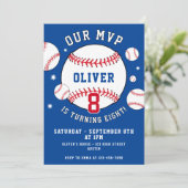 Invitation Bleu Baseball Thème Enfants Sports Anniversaire (Debout devant)
