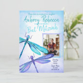 Invitation Bleu, Bat mitzvah de libellules Aqua (Debout devant)