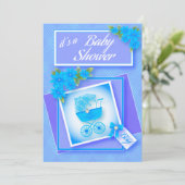 Invitation Bleu bébé | Baby Boy Shower Party (Debout devant)