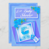 Invitation Bleu bébé | Baby Boy Shower Party (Devant / Derrière)
