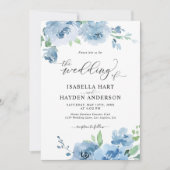 Invitation Bleu Bébé Bleu Tout en un QR Code Mariage (Devant)