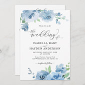 Invitation Bleu Bébé Bleu Tout en un QR Code Mariage (Devant / Derrière)