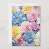 Invitation Bleu Bébé, crème au beurre Jaune, Mariage rose pas (Dos)