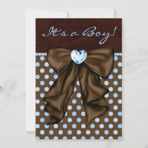 Invitation Bleu bébé et Baby shower Brown