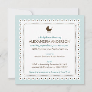 Invitation (Bleu Bébé) Précieux Baby shower personnalisé Invi