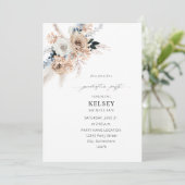 Invitation Bleu & Beige Boho Floral Graduation Party (Debout devant)