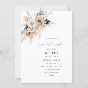 Invitation Bleu & Beige Boho Floral Graduation Party