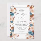Invitation Bleu Beige & Dusty Mariage Floral S2 - w Bleu LN (Devant)