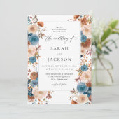 Invitation Bleu Beige & Dusty Mariage Floral S2 - w Bleu LN (Debout devant)