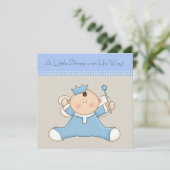 Invitation Bleu Beige Prince Bébé Baby shower garçon (Debout devant)