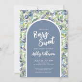 Invitation Bleu Berry Baby shower doux (Devant)
