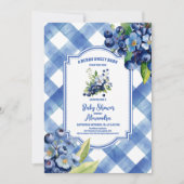 Invitation Bleu Berry baby shower doux (Devant)