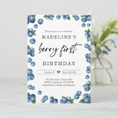 Invitation Bleu Berry Sweet 1er premier anniversaire (Debout devant)