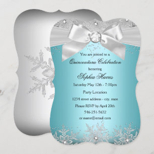 Invitation Bleu Bijou Arc-en-ciel Flocon de Neige Quinceanera