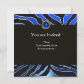 Invitation BLEU BLACÉ BLANC ZEBRA MONOGRAM DE FOUR, Sapphire (Dos)