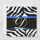 Invitation BLEU BLACÉ BLANC ZEBRA MONOGRAM DE FOUR, Sapphire (Devant)