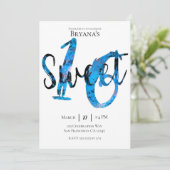 Invitation Bleu Black Argent Doux 16 Anniversaire (Debout devant)