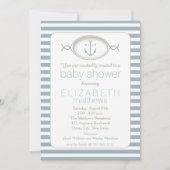 Invitation Bleu blanc Ancre nautique Baby shower de garçon ra (Devant)