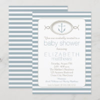 Bleu blanc Ancre nautique Baby shower de garçon ra