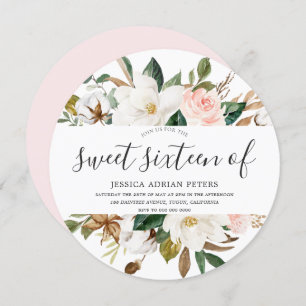 Invitation Bleu & Blanc Belles Fleurs Douces 16