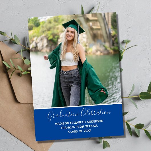 Invitation Bleu Blanc Bleu Graduation formelle