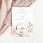 Invitation Bleu Blanc Botanique Roses Toutes les saisons Mari