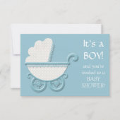 Invitation Bleu blanc Buggy bébé garçon douche (Devant)