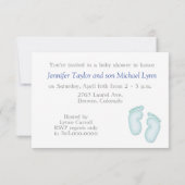 Invitation Bleu blanc Buggy bébé garçon douche (Dos)