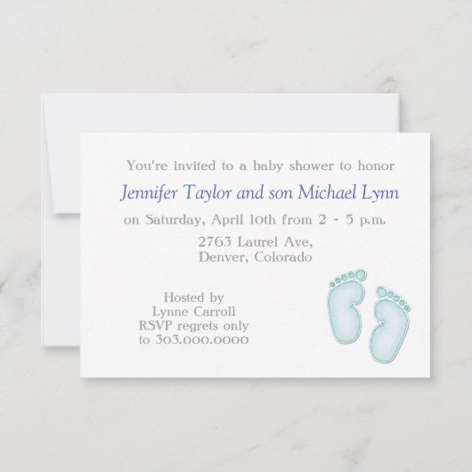 Invitation Bleu blanc Buggy bébé garçon douche (Dos)