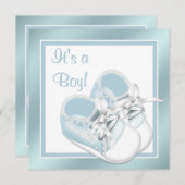 Invitation Bleu Blanc Chaussures élégant Bleu Bébé Garçon Dou (Devant / Derrière)