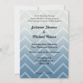 Invitation Bleu Blanc Chevron Zigzag Stripes Mariage (Devant)
