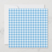 Invitation Bleu Blanc En vichy bébé douche simple cigogne (Dos)