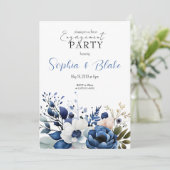 Invitation Bleu, blanc et vert Floral Blanc (Debout devant)