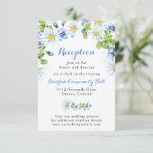 Invitation Bleu Blanc Fleur Faisy Mariage Réception Insertion (Debout devant)