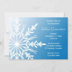 Invitation Bleu blanc Flocon de neige hiver Quinceañera Invit