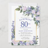 Invitation Bleu Blanc Floral 80e anniversaire Dîner surprise (Devant)