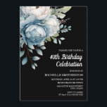 Invitation Bleu Blanc Floral Black Femmes 40e anniversaire<br><div class="desc">Belle aquarelle bleu et blanc fleurie sur la carte postale invitation à la fête des femmes noires de 40e anniversaire. Le texte est entièrement personnalisable, de sorte que cette carte peut être conçue pour n'importe quel âge. Contactez-moi pour obtenir de l'aide sur la personnalisation ou pour demander des produits correspondants....</div>