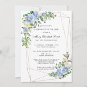Invitation Bleu Blanc Floral Géométrique Célébration de la vi (Devant)