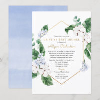 Bleu blanc floral or Drive by spring baby shower