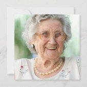 Invitation Bleu Blanc Floral photo 90e Carré d'anniversaire (Dos)