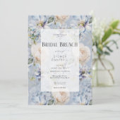 Invitation Bleu & Blanc Floral Rustique Romantique Bridal Bru (Debout devant)