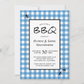 Invitation Bleu Blanc Gingham Classique Fourmis Pique-Nique F (Devant)