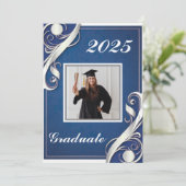 Invitation Bleu Blanc Graduation 2025 (Debout devant)