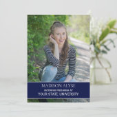 Invitation Bleu blanc Grand Collège Trunk Party Photo (Debout devant)