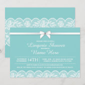 Invitation Bleu Blanc Lingerie Fête des mariées Dentelle Invi (Devant / Derrière)