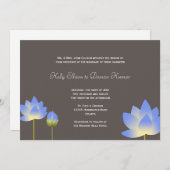 Invitation Bleu blanc lotus fleurs ardoise moderne gris maria (Devant / Derrière)