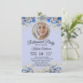 Invitation Bleu blanc marguerite Floral Retraite Party (Debout devant)