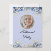 Invitation Bleu blanc marguerite Floral Retraite Party (Dos)