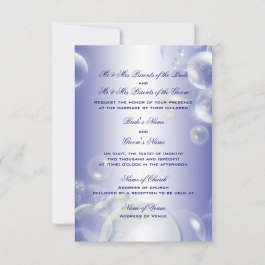Invitation Bleu blanc mariage (Dos)